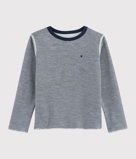 T-shirt double face bambino blu SMOKING/bianco MARSHMALLOW