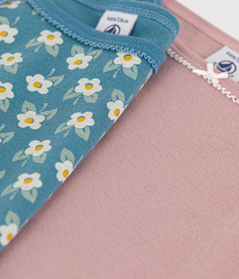 Confezione da 2 canottiere con spalline bambina in cotone motivo a fiore variante 1