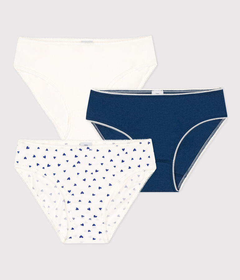 Confezione da 3 slip cuore ragazza in cotone ed elastan multicolore