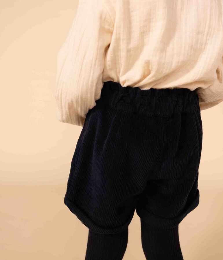 Shorts in velluto a coste bambina blu