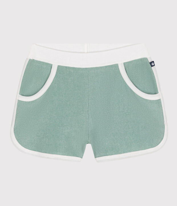 Shorts in spugna di cotone tinta unita bambino verde