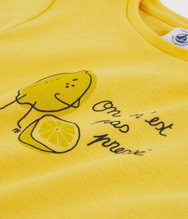 T-shirt a maniche corte in cotone bambina giallo