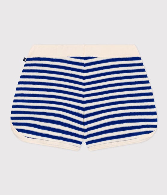 Shorts bambina in spugna bouclette a righe blu SURF/ AVALANCHE