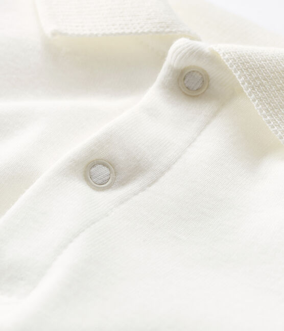 Body  in cotone a manica lunga con  colletto a polo bianco MARSHMALLOW