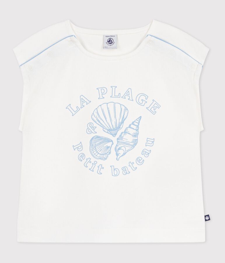 T-shirt a maniche corte in cotone bambina bianco