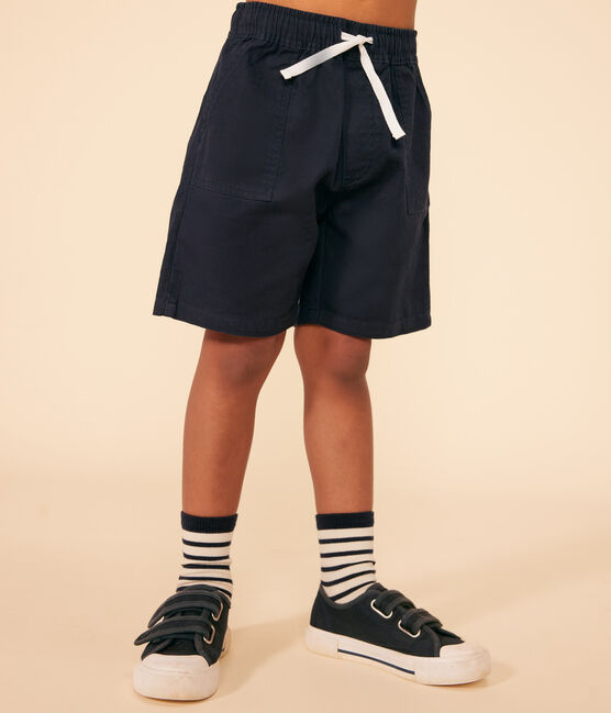 Shorts in twill di cotone e lino bambino blu SMOKING