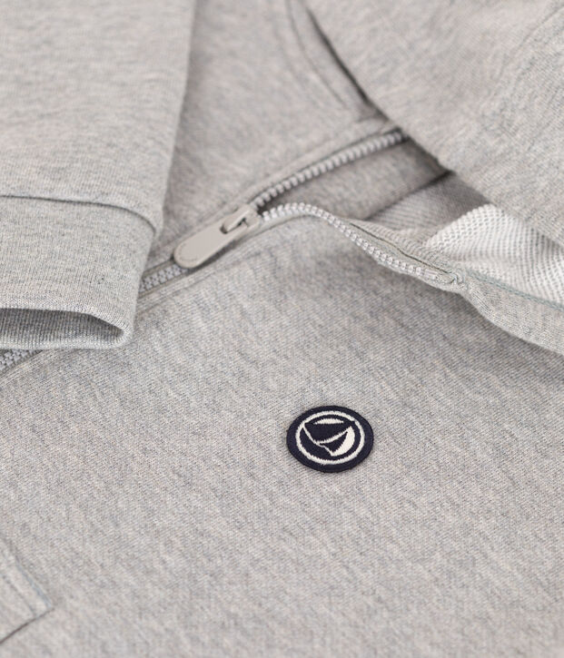 Maglia con cappuccio e cerniera in tessuto felpato bambino grigio
