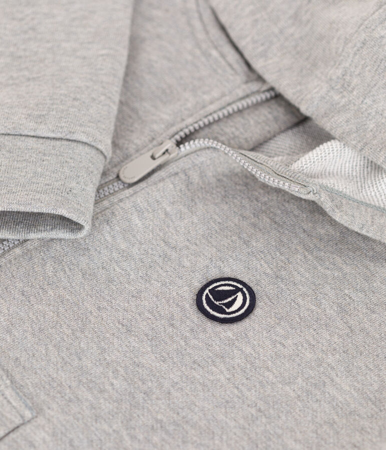 Maglia con cappuccio e cerniera in tessuto felpato bambino grigio