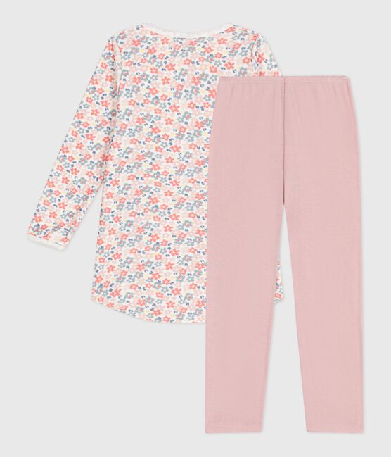 Camicia da notte e leggings bambina in ciniglia con stampa a fiori rosa JOLI/bianco MULTICO