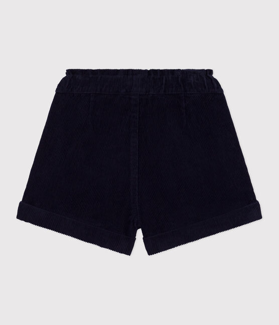 Short bambina in velluto tinta unita blu SMOKING