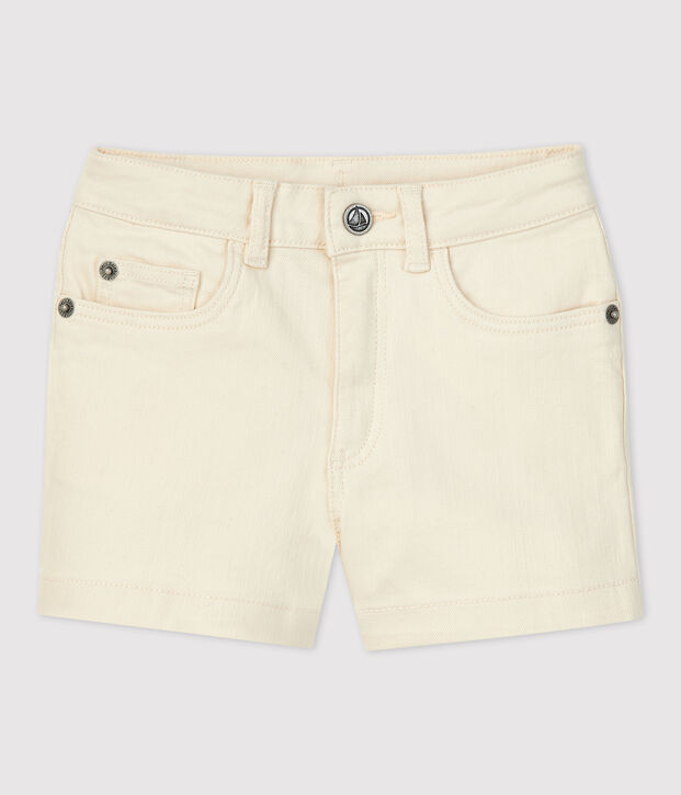 Short in denim bambina ecru