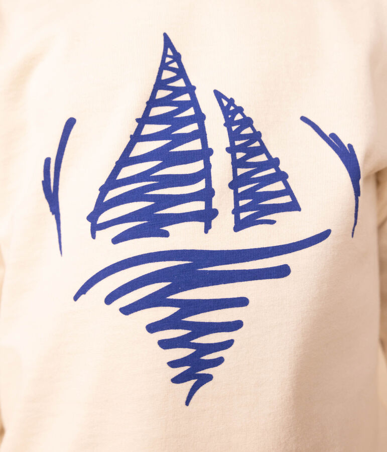 T-shirt a maniche lunghe in cotone bambino unisex ecru/multicolore