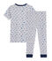 Pigiama skate bambino a costine grigio POUSSIERE/bianco MULTICO