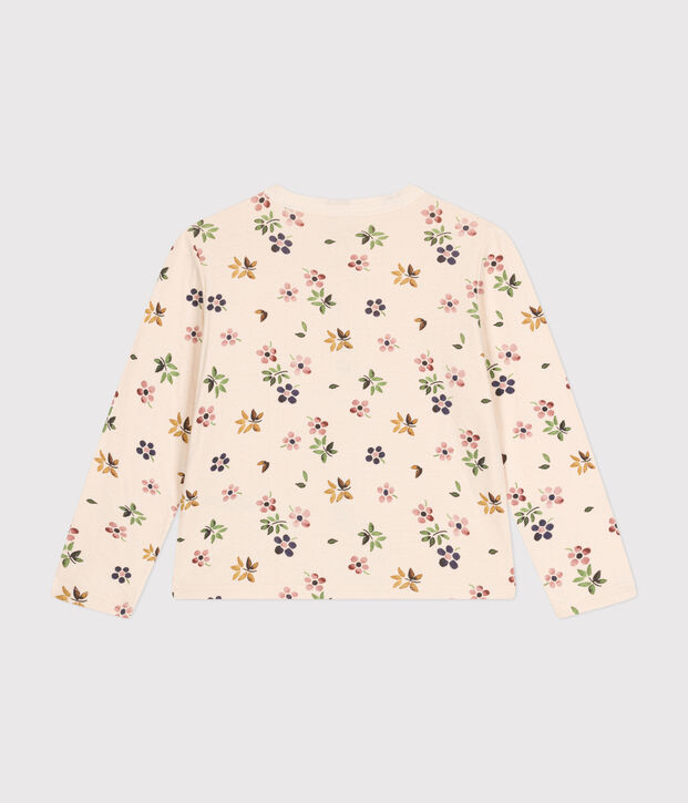 Cardigan in tubique bambina ecru/multicolore