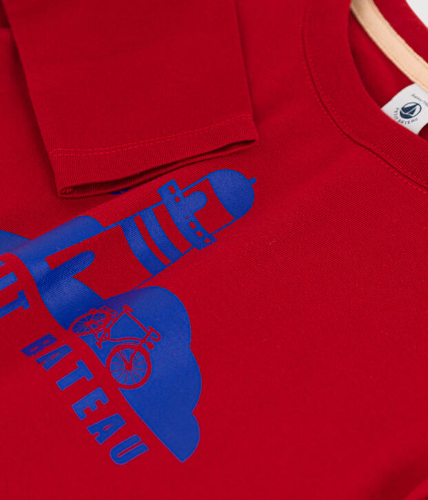 T-shirt bambino a maniche lunghe in cotone rosso