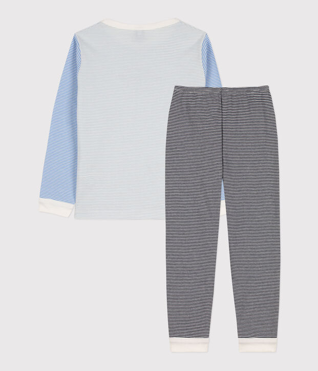 Pigiama millerighe tricolore in cotone unisex blu/multicolore