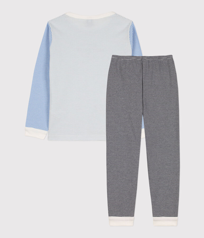 Pigiama millerighe tricolore in cotone unisex blu/multicolore