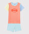 Pigiama corto millerighe colorate bambino in cotone arancione BRAZILIAN/ecru MULTICO