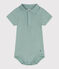 Body a maniche corte in cotone tinta unita neonato verde PAUL