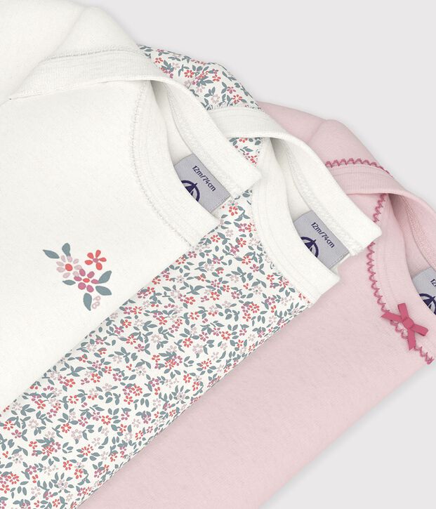 Set di body a maniche corte in cotone con stampa a fiori neonata multicolore