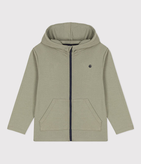 Felpa con zip e cappuccio bambino verde MARECAGE