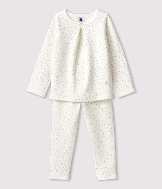 Pigiama stelle bambina in tubique bianco MARSHMALLOW/grigio ARGENT