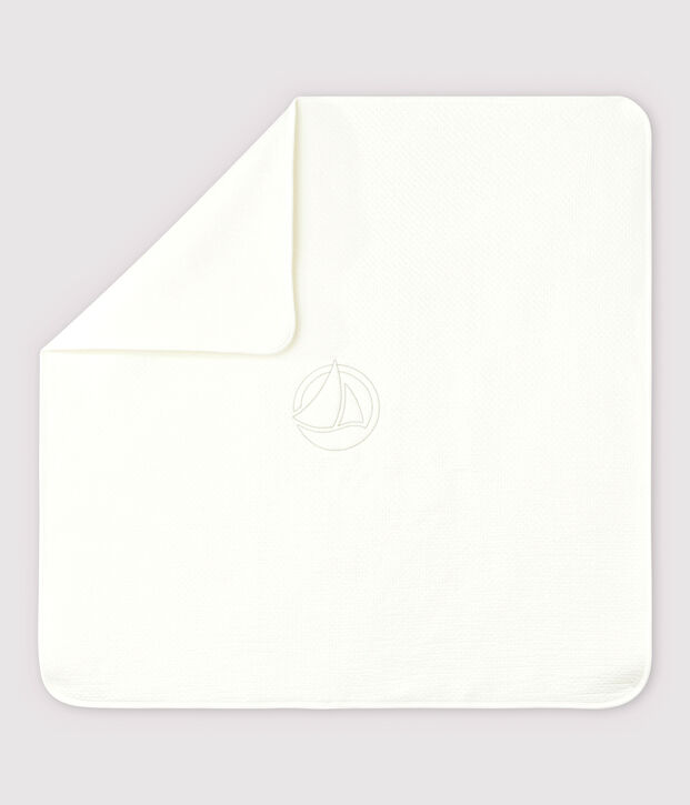 Copertina beb&egrave; in tubique trapuntato di cotone biologico bianco