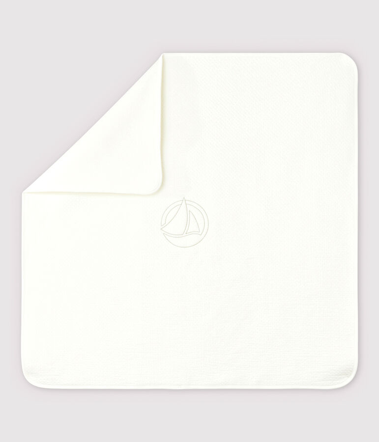 Copertina beb&egrave; in tubique trapuntato di cotone biologico bianco