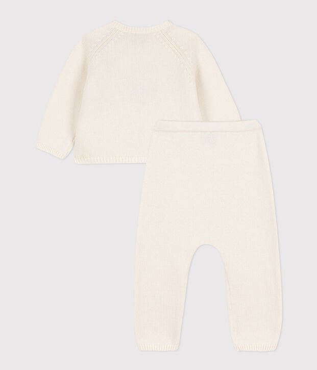 Completo beb&egrave; in maglia di lana e cotone bianco