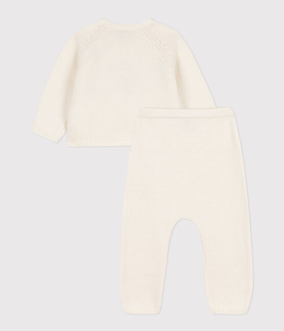 Completo bebè in maglia di lana e cotone bianco MARSHMALLOW