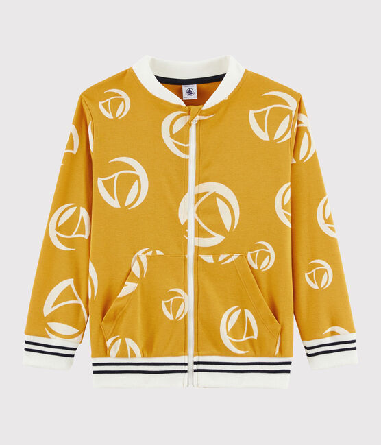 Felpa con cerniera bambino giallo BOUDOR/bianco MARSHMALLOW