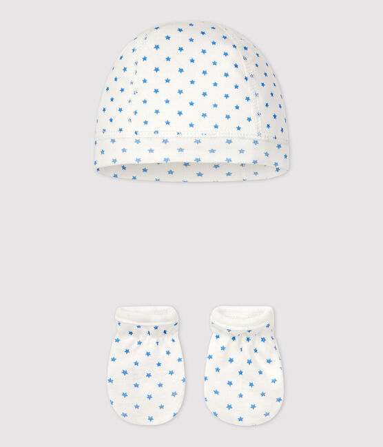 Confezione cuffietta e muffole a cuori in cotone variante 2