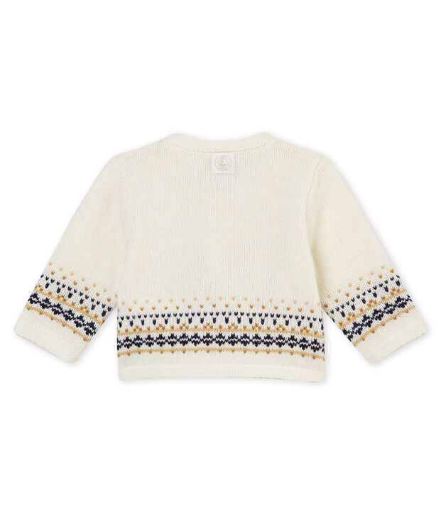 Cardigan tricot jacquard per beb&eacute; maschio bianco