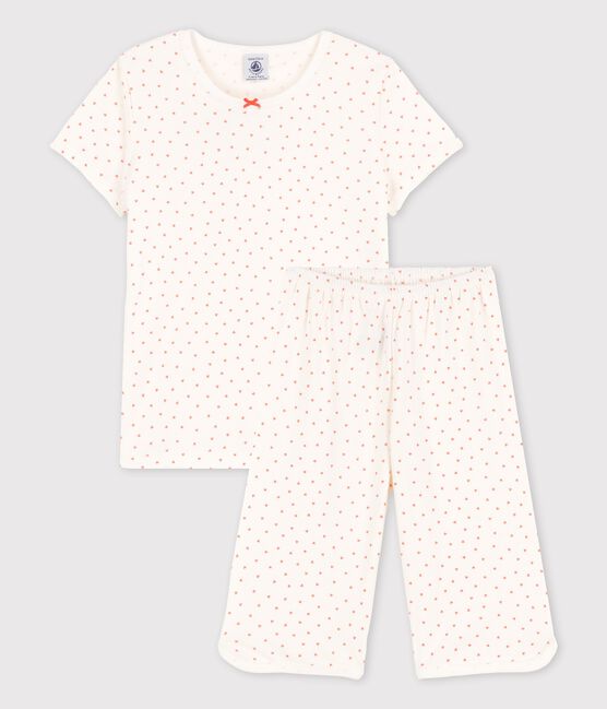 Pigiama cuoricini bambina in cotone bianco MARSHMALLOW/ PAPAYE