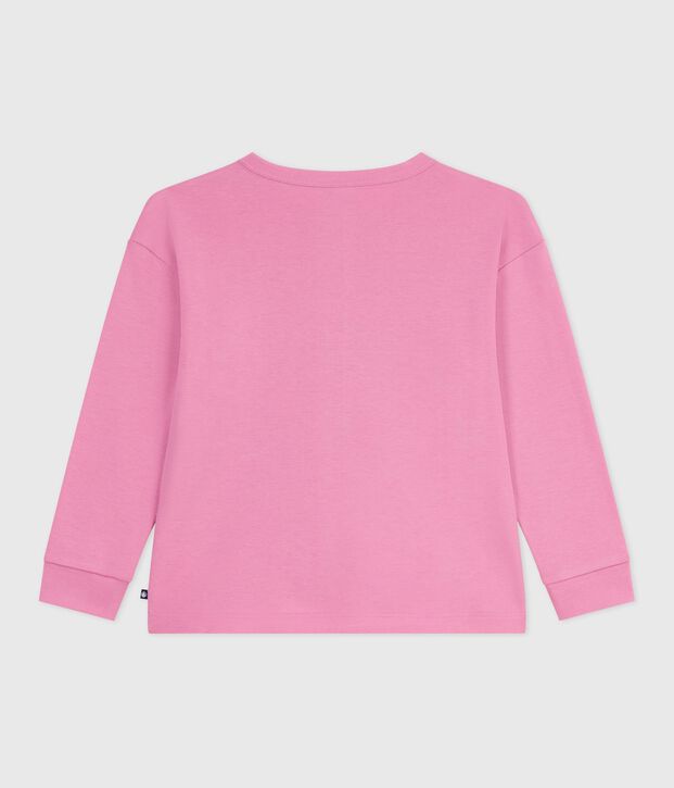T-shirt a maniche lunghe in cotone con stampa bambina rosa