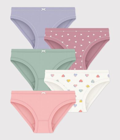 Set di slip in cotone a cuori bambina