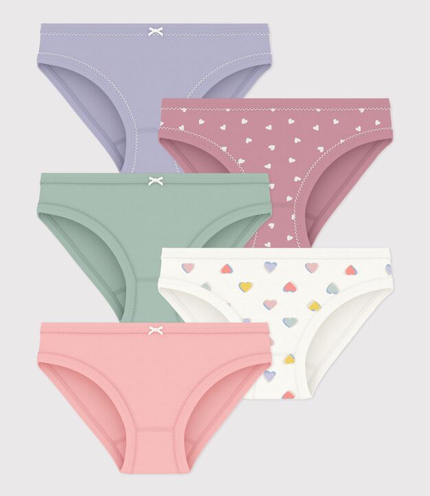 Set di slip in cotone a cuori bambina multicolore