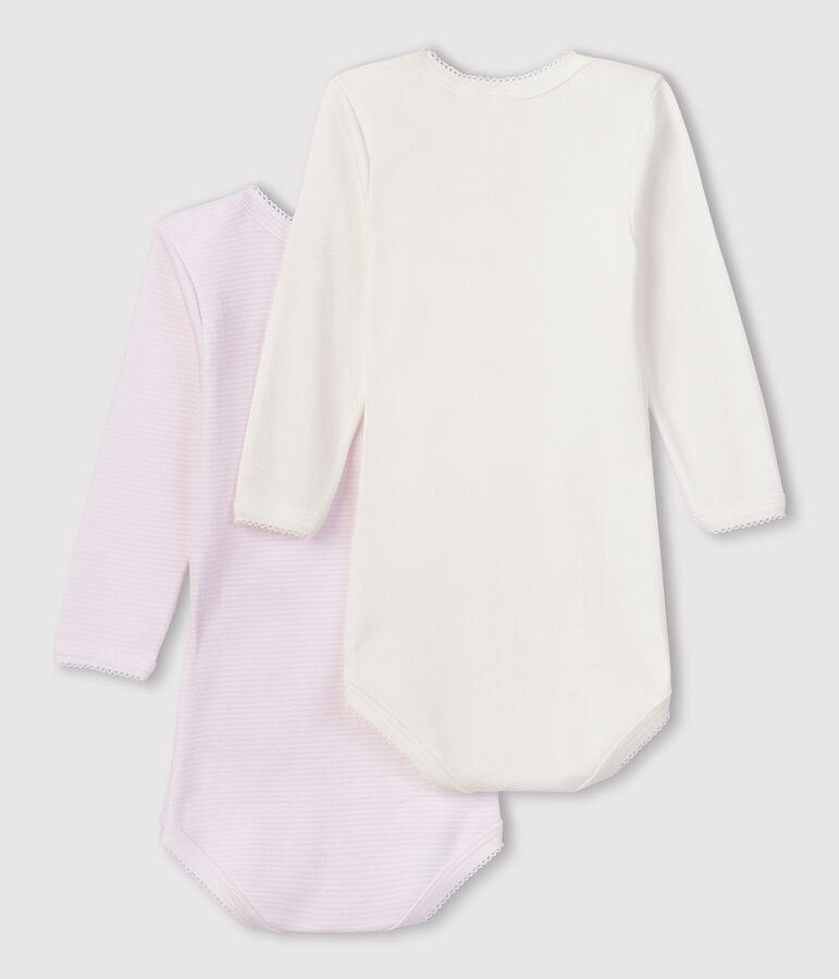 Confezione da 2 body manica lunga millerighe beb&egrave; in cotone biologico multicolore