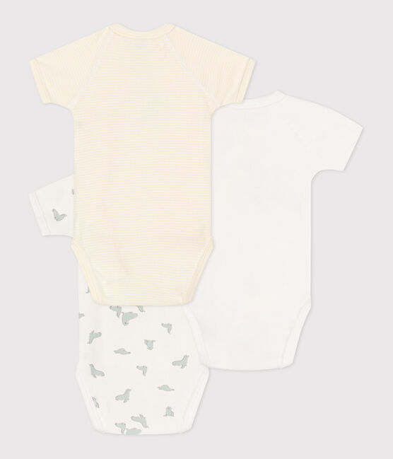 Set da 3 body incrociati a maniche corte in cotone con stampa neonato variante 1