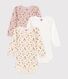 Set di 3 body a maniche lunghe in cotone a fiori neonato