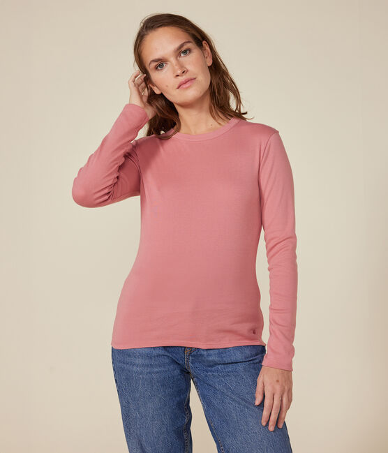 T-shirt L'ICONIQUE girocollo in cotone Donna rosa ROSEWOOD