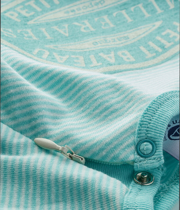 Tutina senza piedi a costine blu/bianco