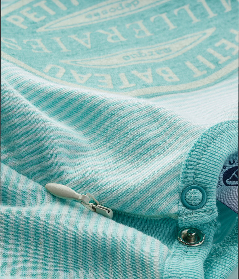 Tutina senza piedi a costine blu/bianco