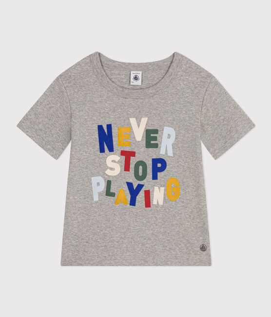 T-shirt stampata in jersey leggero bambino grigio CHATON CHINE