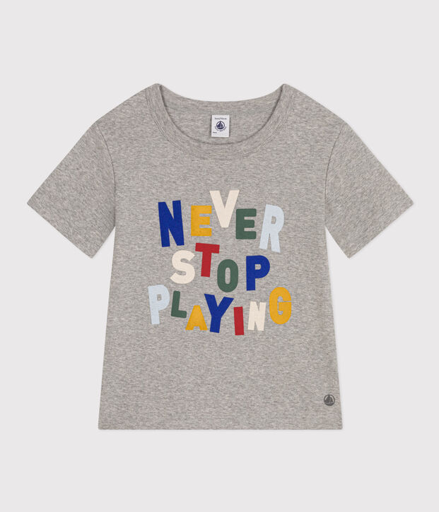T-shirt stampata in jersey leggero bambino grigio