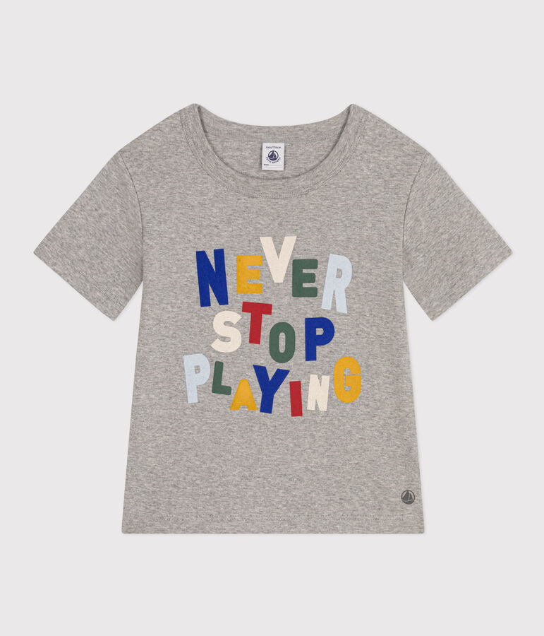 T-shirt stampata in jersey leggero bambino grigio