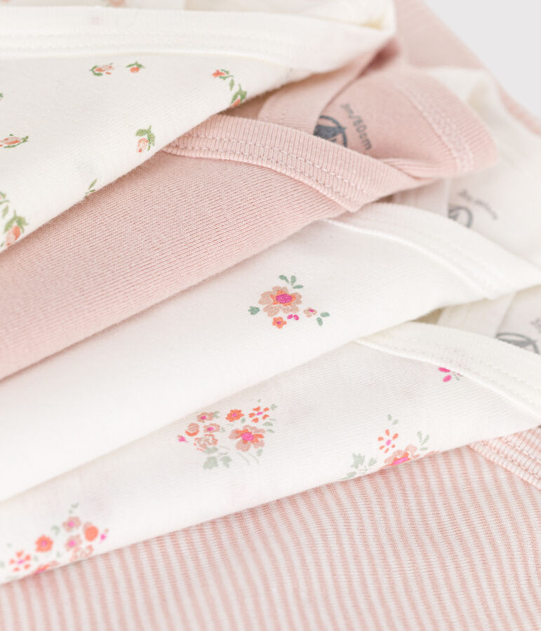 Set di 5 body incrociati a maniche lunghe in cotone neonato multicolore