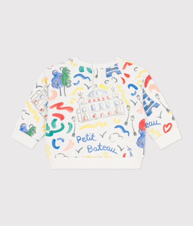 Felpa in cotone con stampa Op&eacute;ra de Paris neonato bianco/multicolore