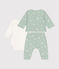 Completo 3 pezzi in tubique neonato verde HERBIER/bianco MULTICO