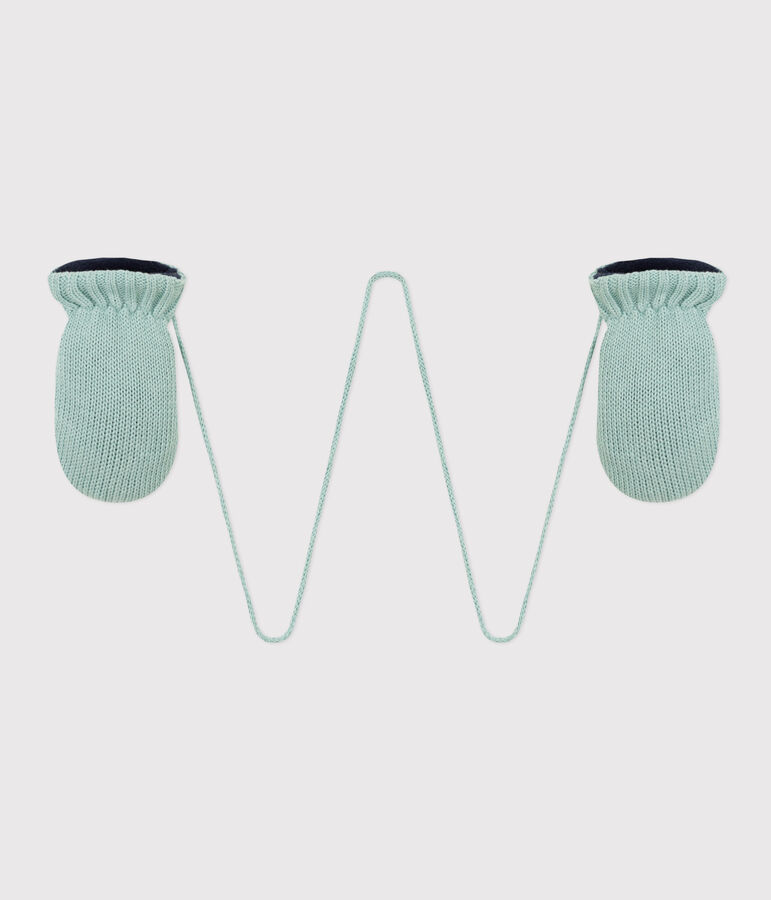 Muffole in maglia beb&egrave; foderate in pile riciclato verde